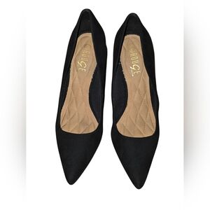 Rouge Helium black suede pumps heels women's size 8.5 Chunky heel